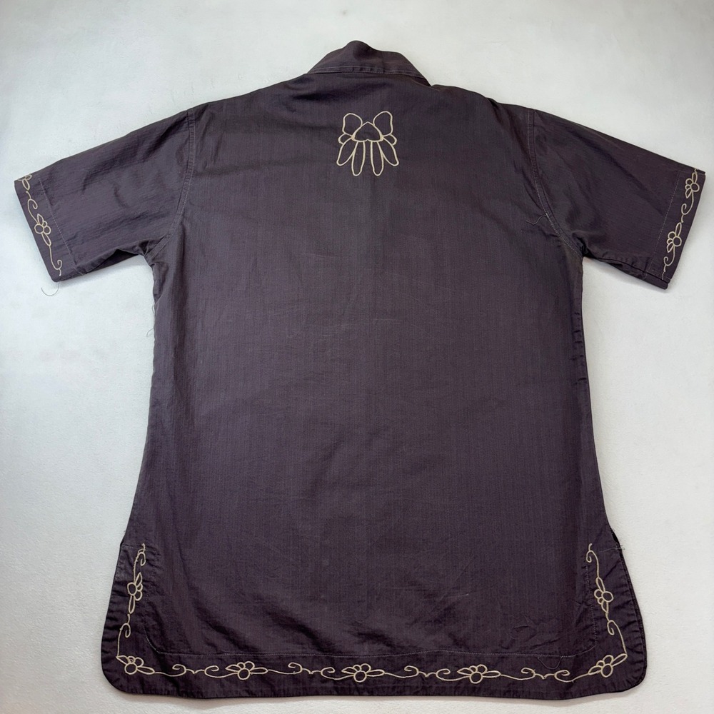 King N Jack Tunic Shirt‎ Mens XL Charcoal Gray Excellent Embroidered Boho Henley - Picture 2 of 6